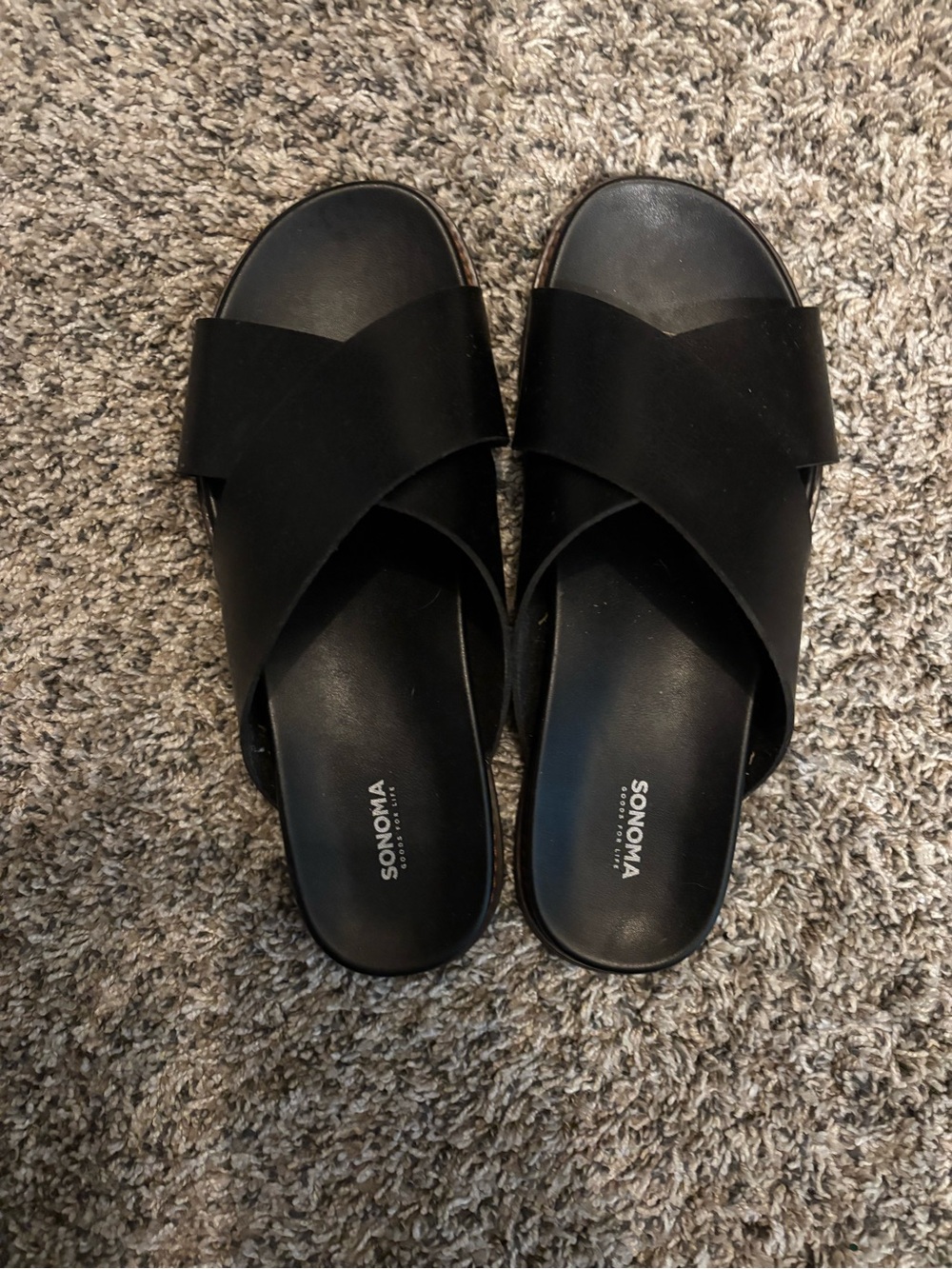 Sonoma Black Crisscross Slide Sandals for Women